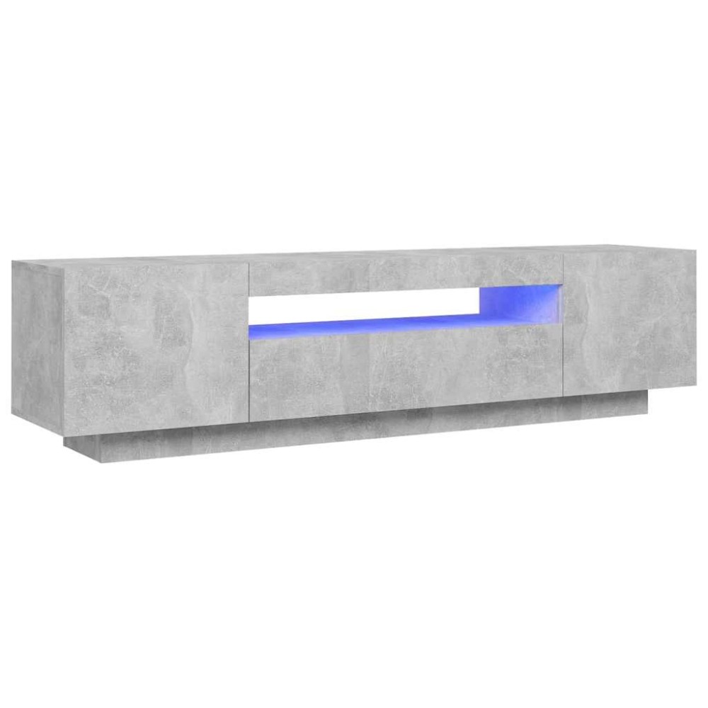 vidaXL Comodă TV cu lumini LED, gri beton, 160x35x40 cm