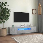 vidaXL Comodă TV cu lumini LED, gri beton, 160x35x40 cm vidaXL Comodă TV cu lumini LED, gri beton, 160x35x40 cm