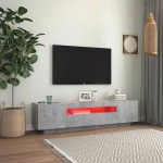 vidaXL Comodă TV cu lumini LED, gri beton, 160x35x40 cm vidaXL Comodă TV cu lumini LED, gri beton, 160x35x40 cm