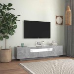 vidaXL Comodă TV cu lumini LED, gri beton, 160x35x40 cm vidaXL Comodă TV cu lumini LED, gri beton, 160x35x40 cm