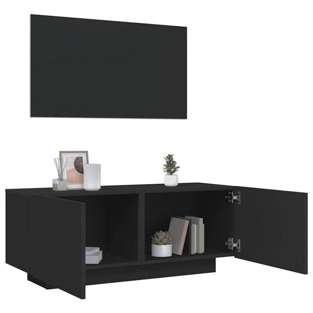 vidaXL Comodă TV, negru, 100x35x40 cm, lemn prelucrat