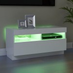 vidaXL Comodă TV cu lumini LED, alb, 80x35x40 cm vidaXL Comodă TV cu lumini LED, alb, 80x35x40 cm