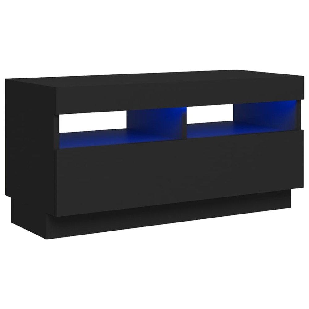 vidaXL Comodă TV cu lumini LED, negru, 80x35x40 cm
