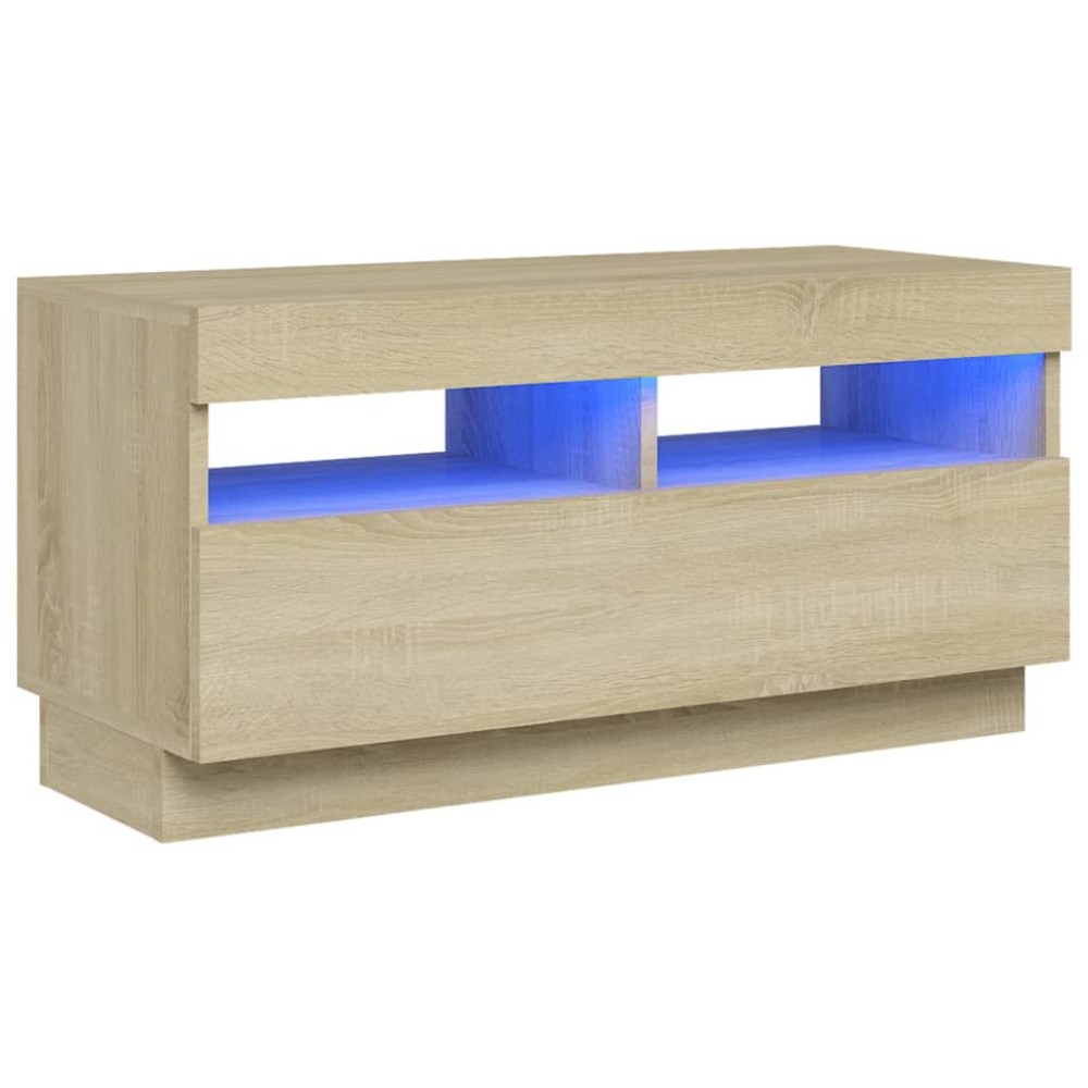vidaXL Comodă TV cu lumini LED, stejar Sonoma, 80x35x40 cm