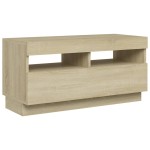 vidaXL Comodă TV cu lumini LED, stejar Sonoma, 80x35x40 cm
