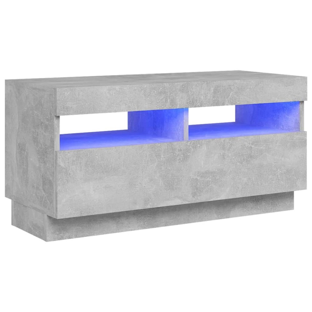 vidaXL Comodă TV cu lumini LED, gri beton, 80x35x40 cm