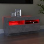 vidaXL Comodă TV cu lumini LED, gri beton, 80x35x40 cm