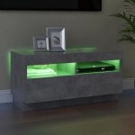 vidaXL Comodă TV cu lumini LED, gri beton, 80x35x40 cm