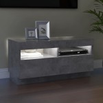 vidaXL Comodă TV cu lumini LED, gri beton, 80x35x40 cm