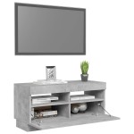 vidaXL Comodă TV cu lumini LED, gri beton, 80x35x40 cm