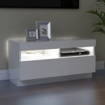 vidaXL Comodă TV cu lumini LED, alb extralucios, 80x35x40 cm