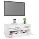 vidaXL Comodă TV cu lumini LED, alb extralucios, 80x35x40 cm