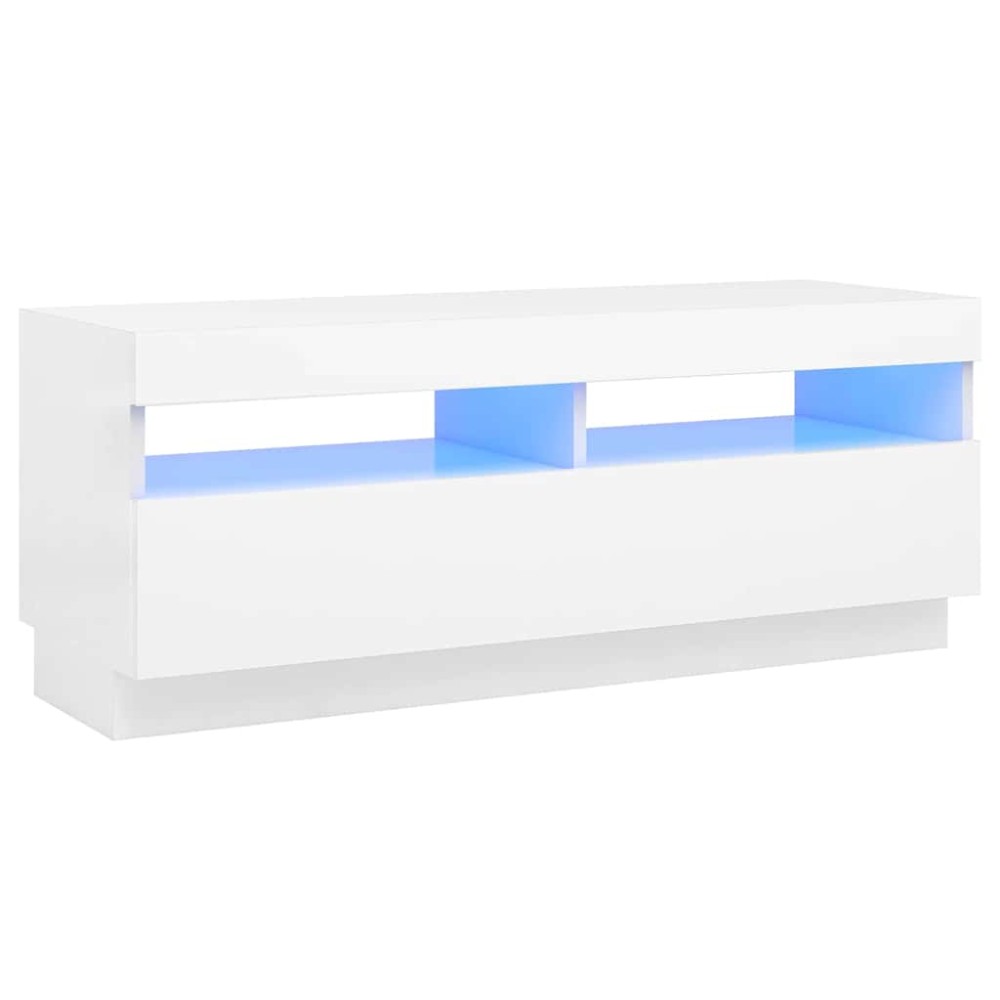 vidaXL Comodă TV cu lumini LED, alb, 100x35x40 cm