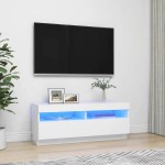 vidaXL Comodă TV cu lumini LED, alb, 100x35x40 cm vidaXL Comodă TV cu lumini LED, alb, 100x35x40 cm