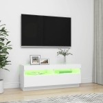 vidaXL Comodă TV cu lumini LED, alb, 100x35x40 cm vidaXL Comodă TV cu lumini LED, alb, 100x35x40 cm