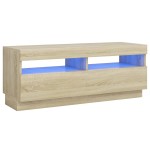 vidaXL Comodă TV cu lumini LED, stejar sonoma, 100x35x40 cm