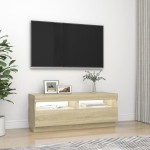 vidaXL Comodă TV cu lumini LED, stejar sonoma, 100x35x40 cm