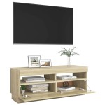 vidaXL Comodă TV cu lumini LED, stejar sonoma, 100x35x40 cm