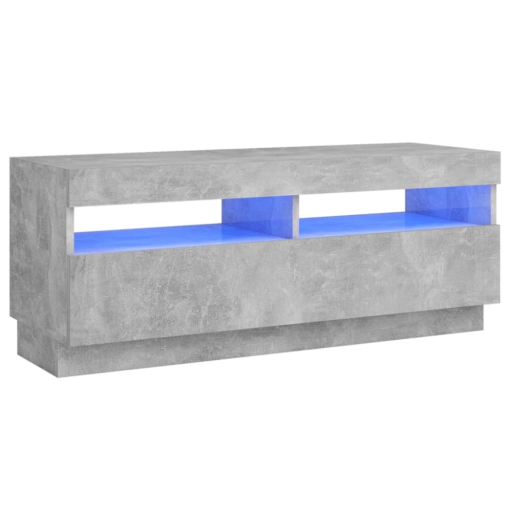 vidaXL Comodă TV cu lumini LED, gri beton, 100x35x40 cm