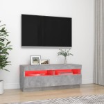 vidaXL Comodă TV cu lumini LED, gri beton, 100x35x40 cm