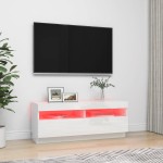 vidaXL Comodă TV cu lumini LED, alb extralucios, 100x35x40 cm vidaXL Comodă TV cu lumini LED, alb extralucios, 100x35x40 cm