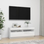 vidaXL Comodă TV cu lumini LED, alb extralucios, 100x35x40 cm vidaXL Comodă TV cu lumini LED, alb extralucios, 100x35x40 cm