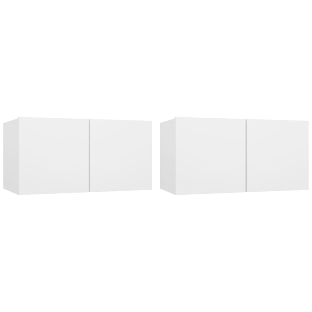 vidaXL Dulapuri TV suspendate, 2 buc., alb, 60x30x30 cm