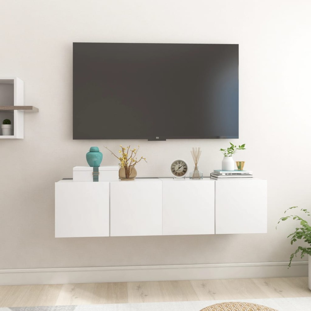 vidaXL Dulapuri TV suspendate, 2 buc., alb, 60x30x30 cm