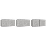 vidaXL Dulapuri TV suspendate, 3 buc., gri beton, 60x30x30 cm