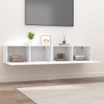 vidaXL Comode TV, 2 buc., alb, 80x30x30 cm, lemn prelucrat