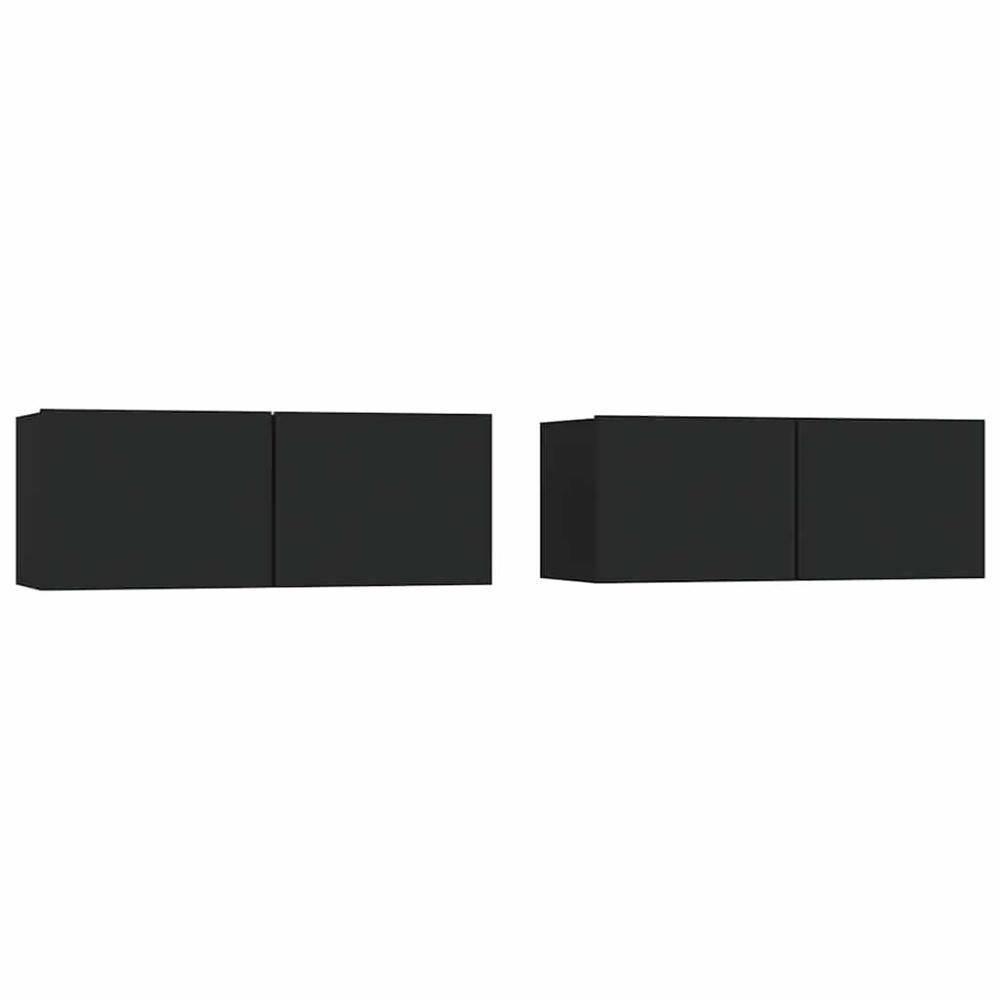 vidaXL Comode TV, 2 buc., negru, 80x30x30 cm, lemn compozit