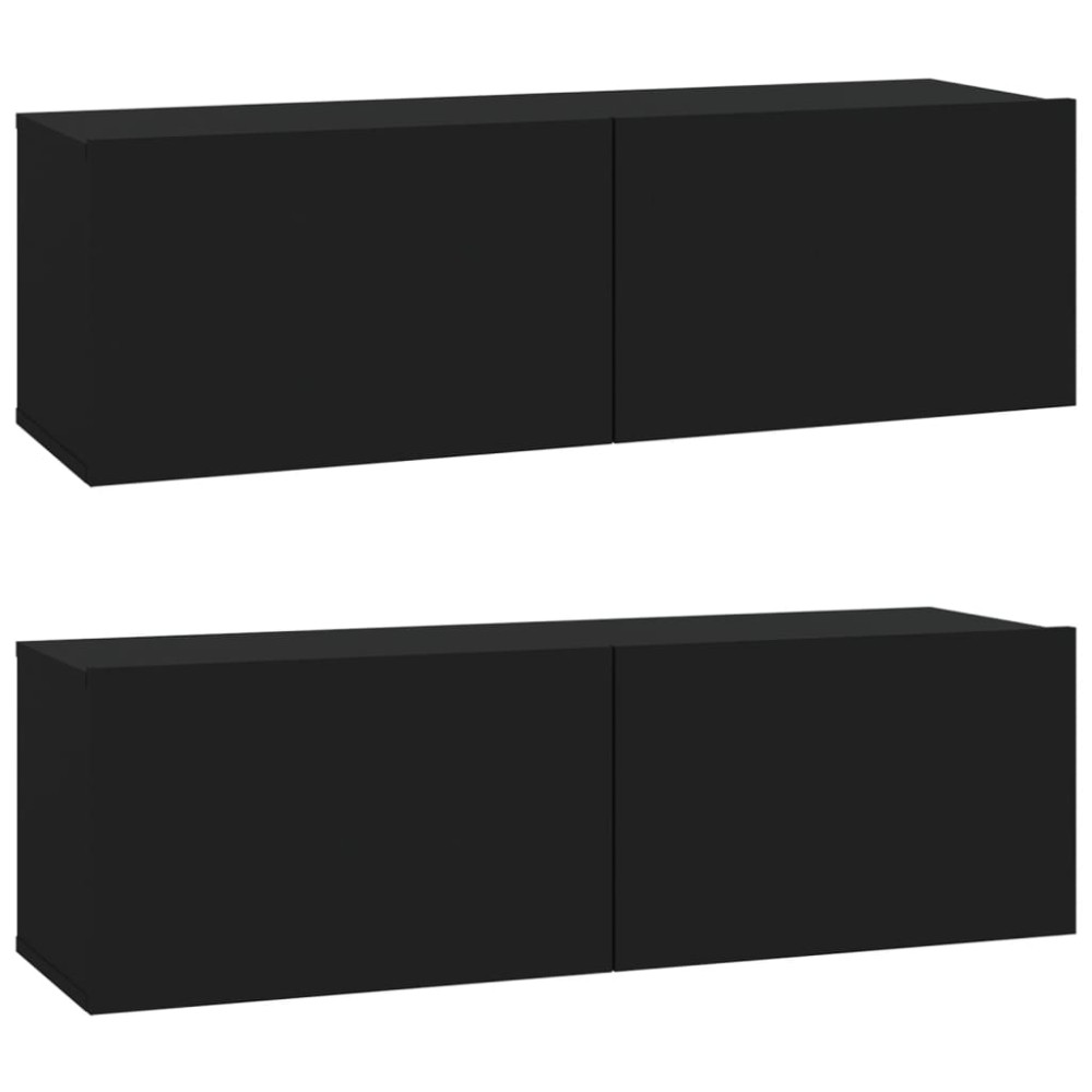 vidaXL Dulapuri TV de perete 2 buc. negru 100x30x30 cm lemn compozit