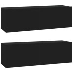 vidaXL Dulapuri TV de perete 2 buc. negru 100x30x30 cm lemn compozit