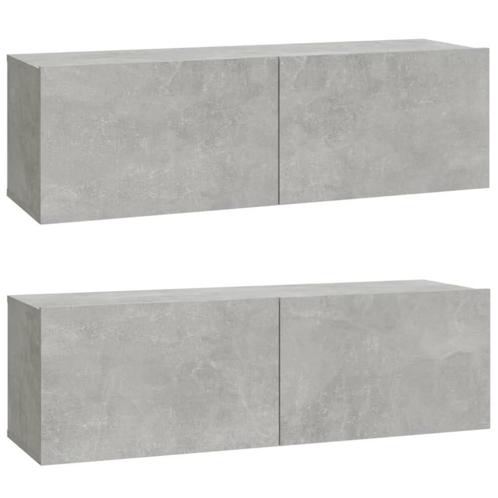 vidaXL Dulapuri TV perete 2 buc. gri beton 100x30x30 cm lemn compozit