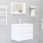 vidaXL Oglindă de baie, alb, 60x10,5x37 cm, lemn prelucrat