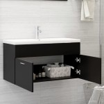 vidaXL Dulap de chiuvetă, negru, 90x38,5x46 cm, PAL vidaXL Dulap de chiuvetă, negru, 90x38,5x46 cm, PAL