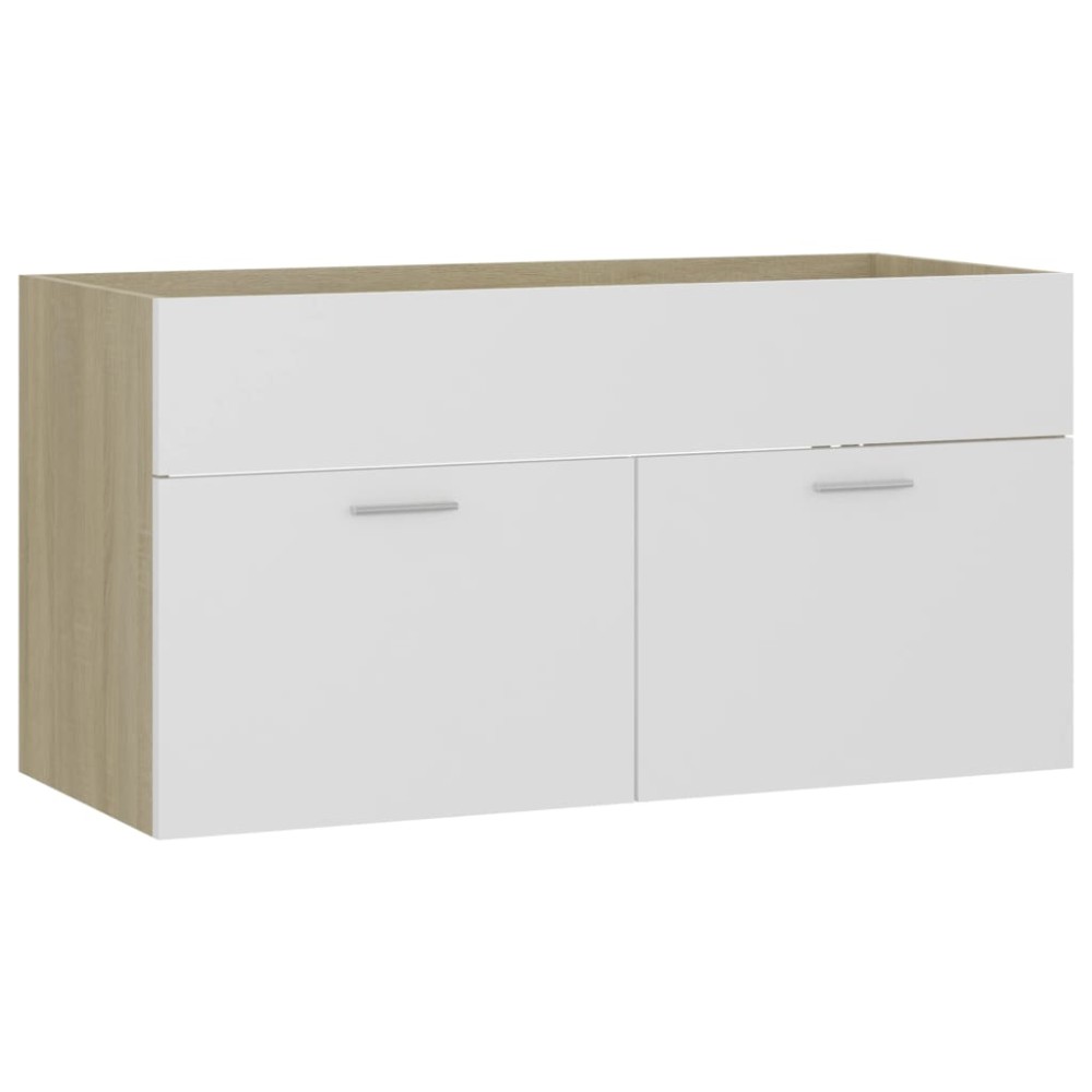 vidaXL Dulap de chiuvetă, alb și stejar Sonoma, 90x38,5x46 cm, PAL
