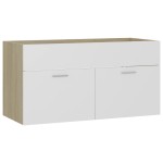vidaXL Dulap de chiuvetă, alb și stejar Sonoma, 90x38,5x46 cm, PAL vidaXL Dulap de chiuvetă, alb și stejar Sonoma, 90x38,5x46 cm, PAL