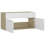vidaXL Dulap de chiuvetă, alb și stejar Sonoma, 90x38,5x46 cm, PAL vidaXL Dulap de chiuvetă, alb și stejar Sonoma, 90x38,5x46 cm, PAL