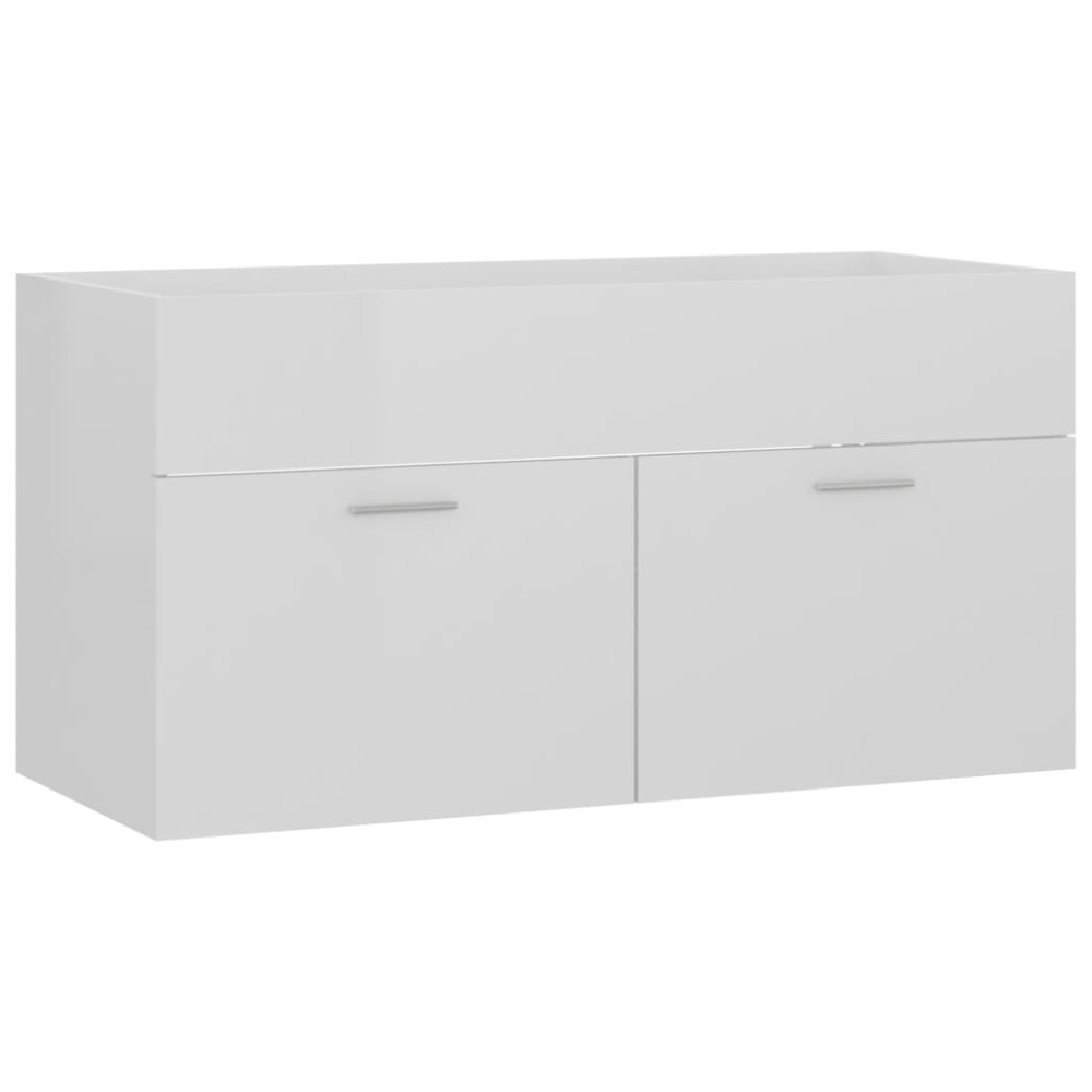vidaXL Dulap de chiuvetă, alb extralucios, 90x38,5x46 cm, PAL