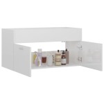 vidaXL Dulap de chiuvetă, alb extralucios, 90x38,5x46 cm, PAL vidaXL Dulap de chiuvetă, alb extralucios, 90x38,5x46 cm, PAL