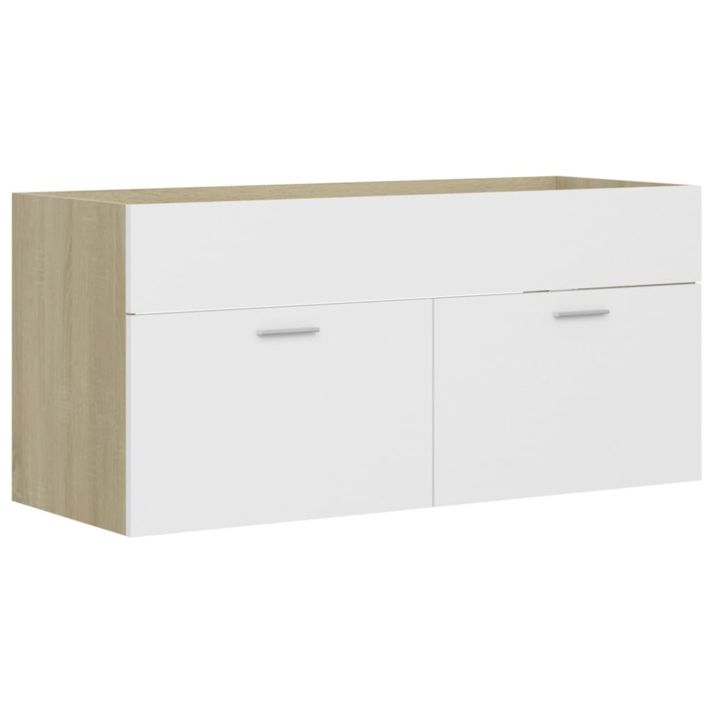 vidaXL Dulap de chiuvetă, alb și stejar Sonoma, 100x38,5x46 cm, PAL