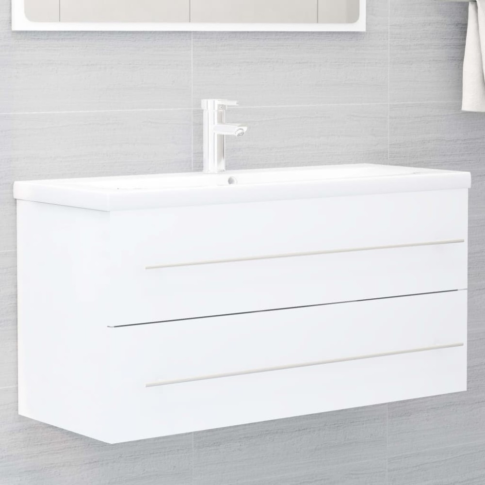 vidaXL Dulap de chiuvetă, alb, 100x38,5x48 cm, lemn prelucrat