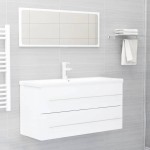 vidaXL Dulap de chiuvetă, alb, 100x38,5x48 cm, lemn prelucrat vidaXL Dulap de chiuvetă, alb, 100x38,5x48 cm, lemn prelucrat