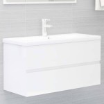 vidaXL Dulap de chiuvetă, alb extralucios, 90x38,5x45 cm, PAL vidaXL Dulap de chiuvetă, alb extralucios, 90x38,5x45 cm, PAL