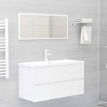 vidaXL Dulap de chiuvetă, alb extralucios, 90x38,5x45 cm, PAL vidaXL Dulap de chiuvetă, alb extralucios, 90x38,5x45 cm, PAL