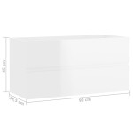 vidaXL Dulap de chiuvetă, alb extralucios, 90x38,5x45 cm, PAL vidaXL Dulap de chiuvetă, alb extralucios, 90x38,5x45 cm, PAL