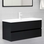 vidaXL Dulap chiuvetă, negru, 100x38,5x45 cm, lemn prelucrat vidaXL Dulap chiuvetă, negru, 100x38,5x45 cm, lemn prelucrat