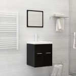 vidaXL Set mobilier de baie, 2 piese, negru, PAL vidaXL Set mobilier de baie, 2 piese, negru, PAL
