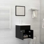 vidaXL Set mobilier de baie, 2 piese, negru, PAL vidaXL Set mobilier de baie, 2 piese, negru, PAL